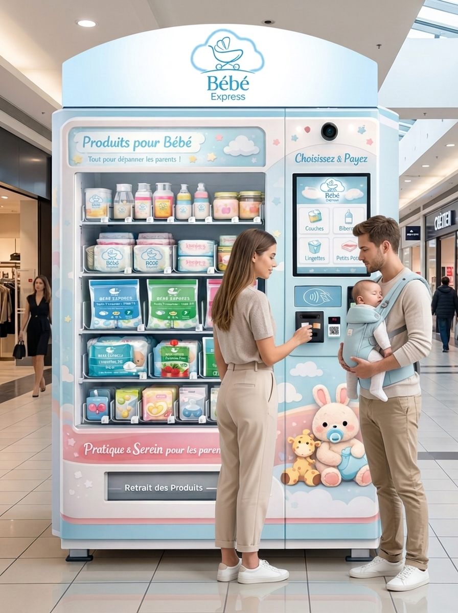 Couple avec bébé en centre commercial